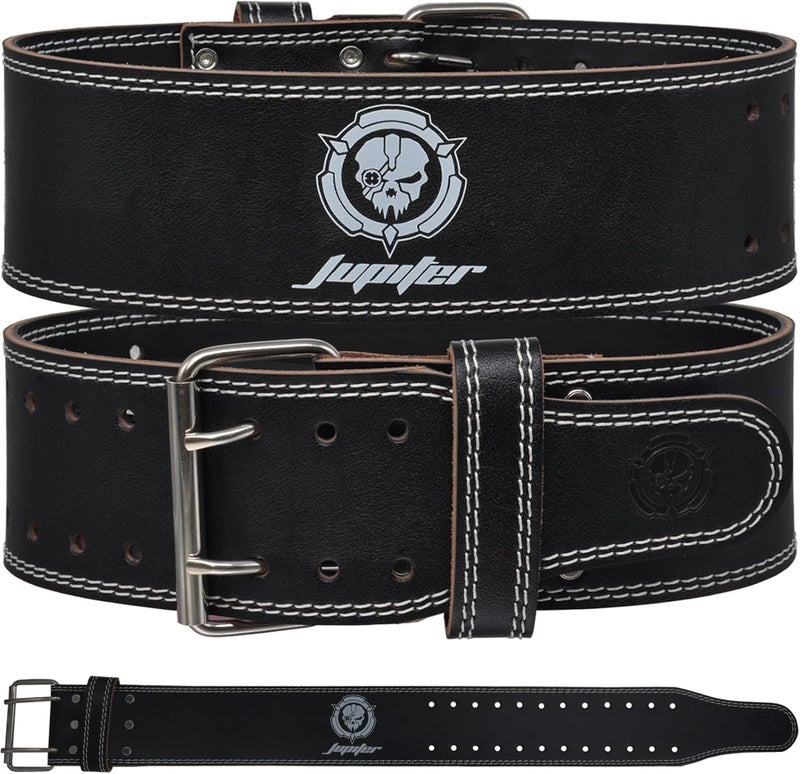 Jupiter Weight lifting Belt (6mm Thick) - Genuine leather, offering back support. Double-pronged buckle, ideal for weightlifting, powerlifting, squats and deadlifts - Image 1